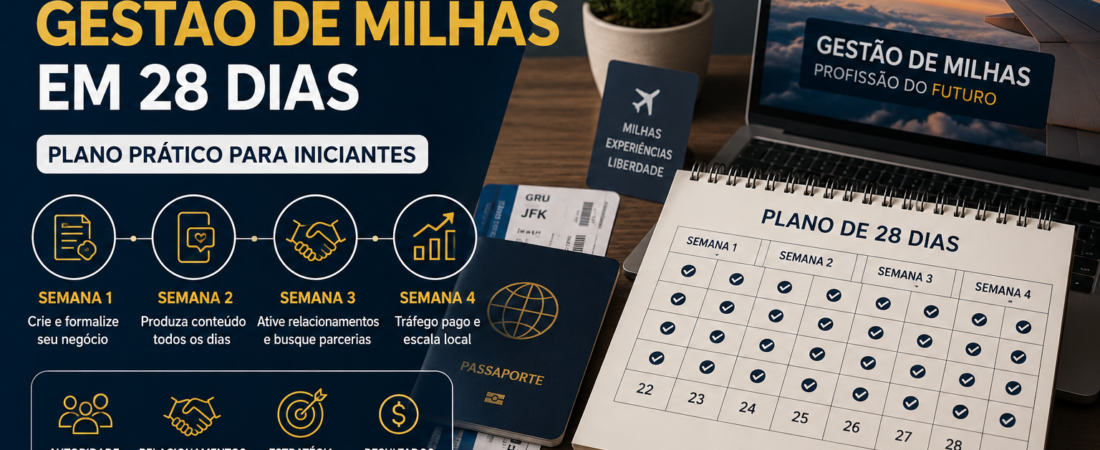 Como Começar um Negócio de Gestão de Milhas em 28 Dias: Plano Completo para Iniciantes